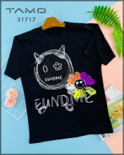 31717 - تی شرت لانگ مشکی طرح EUNDME